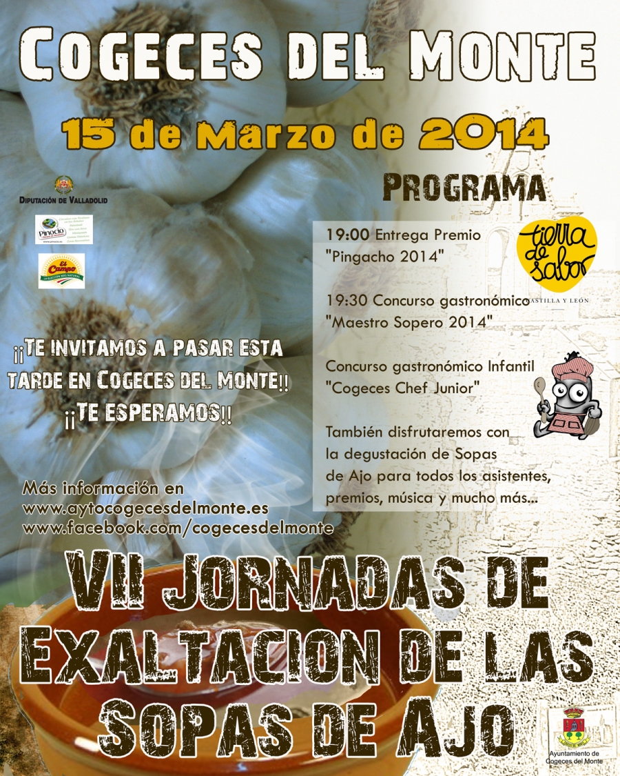 Patrocinamos las VII Jornadas de Exaltación de las Sopas de Ajo en Cogeces del Monte