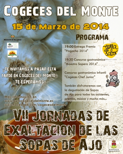 Patrocinamos las VII Jornadas de Exaltación de las Sopas de Ajo en Cogeces del Monte