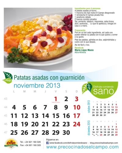 Noviembre. Patatas asadas con guarnición