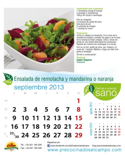 Septiembre. Ensalada de remolacha y mandarina o naranja