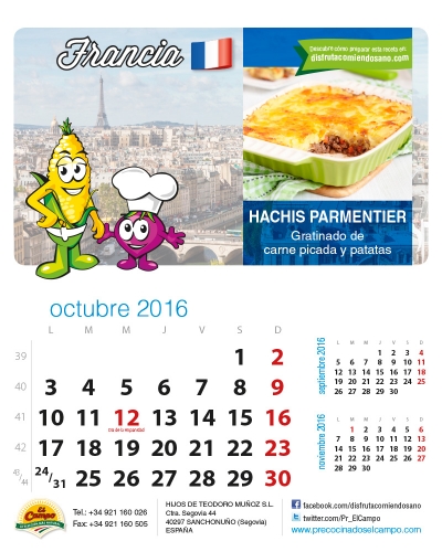 Octubre. Gratinado de carne picada y patata. Francia