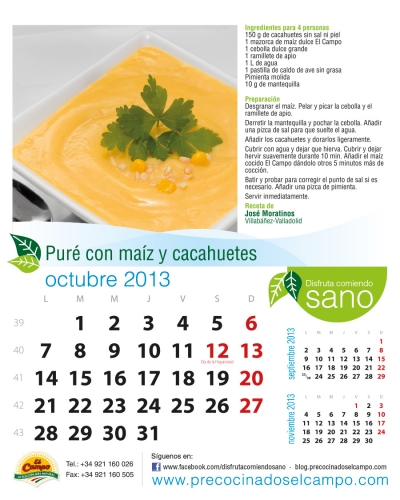 Octubre. Puré con maíz y cacahuetes