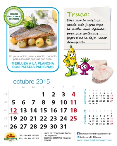 Octubre. Merluza a la plancha con patatas parisinas